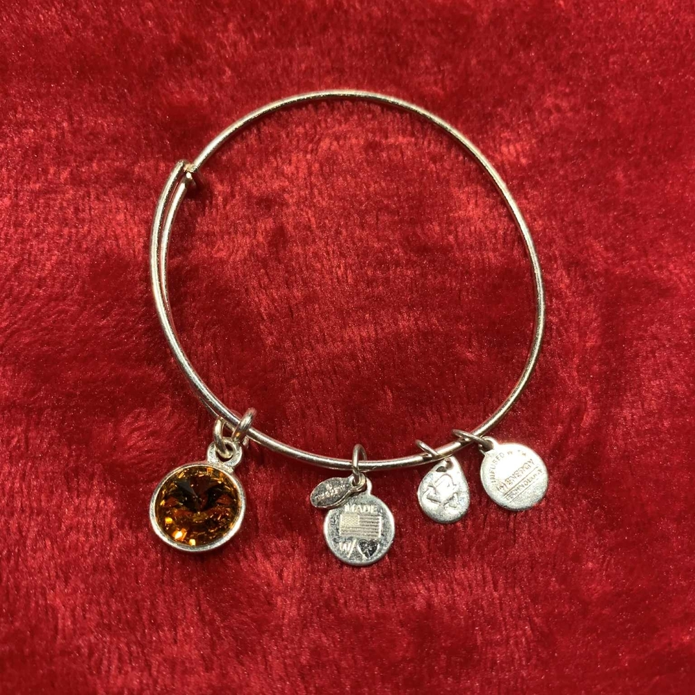 Alex and Ani Silver Bracelet with Orange Charm